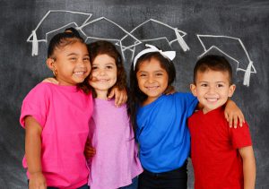Elementary Students in front of blackboard