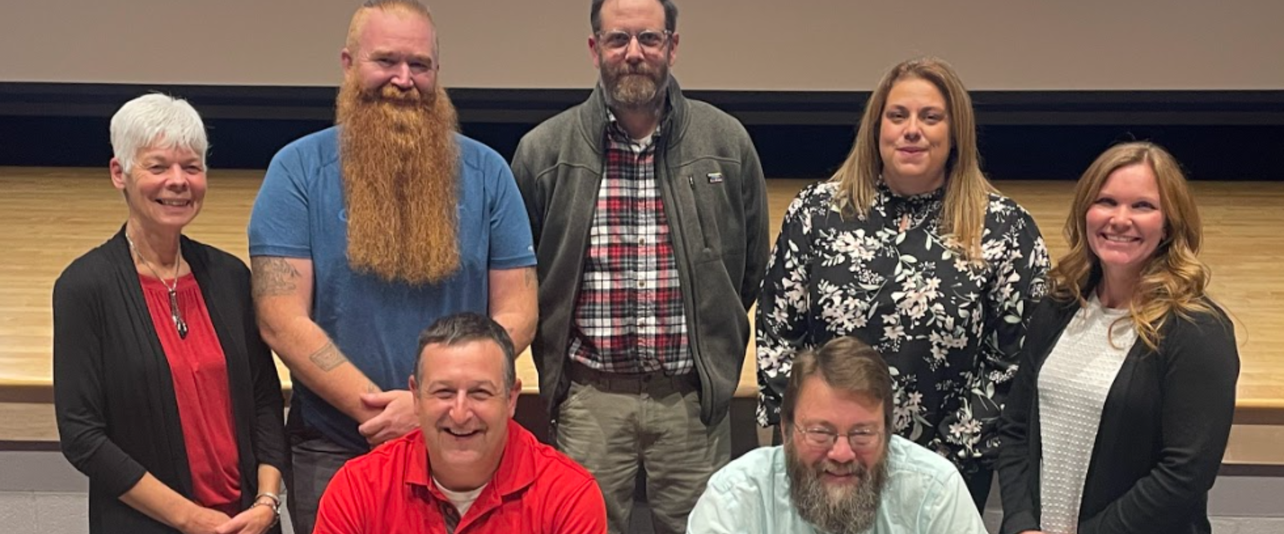 Welcome to the full OESJ Board of Education and it's newest member Shannon Smith – 2022-23. First row, from left, Neil Clark, Vice President; and Dean Handy, Vice President. Second row, from left, Susan Sammons, Anton Christensen, Jeremy Brundage, Shannon Smith and Sarah Barnes