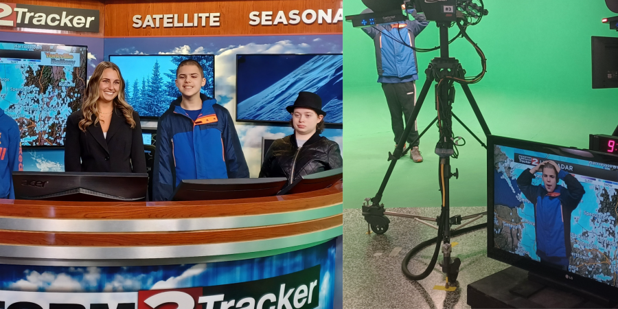 Students from the OESJ life skills class Stand at WKTV NEWSChannel 2's news desk for a first hand look at how the news and weather is produced and broadcasted to the region.