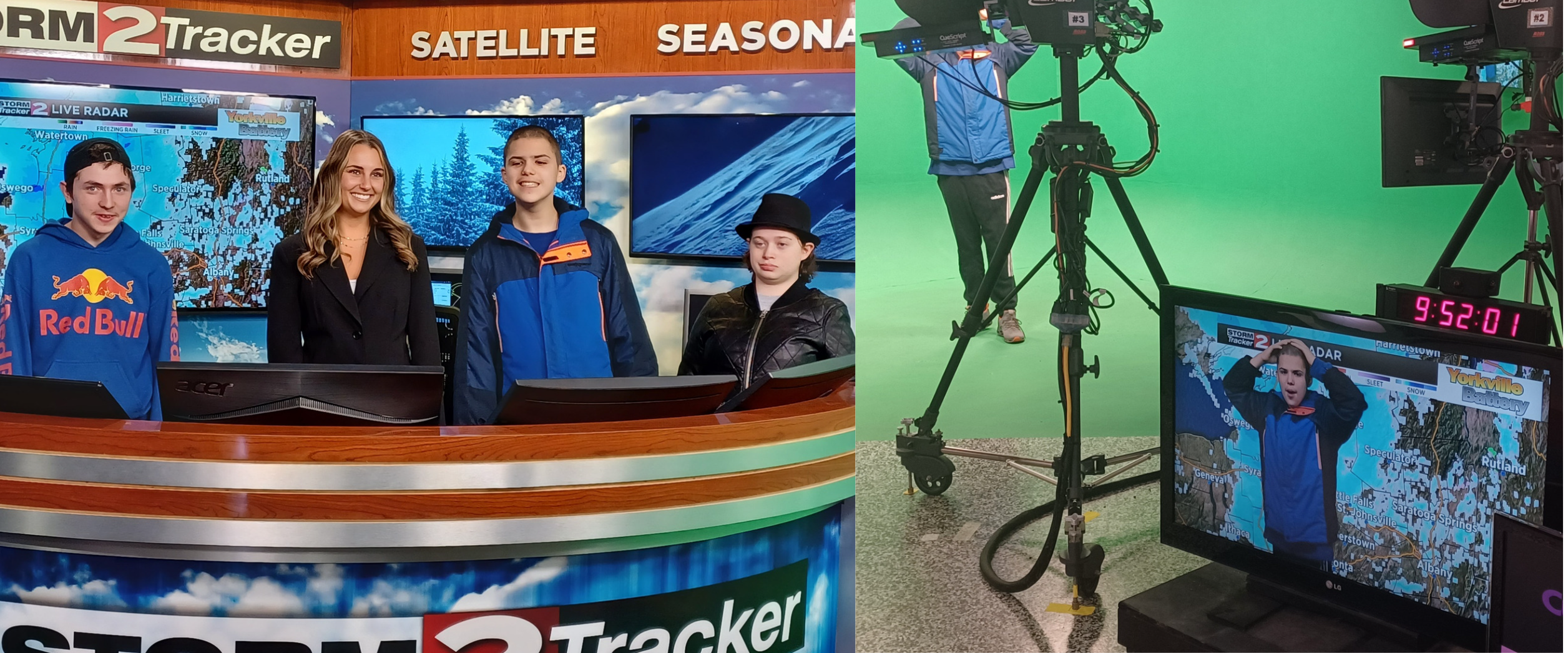 Students from the OESJ life skills class Stand at WKTV NEWSChannel 2's news desk for a first hand look at how the news and weather is produced and broadcasted to the region.