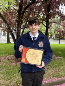 Nicholas Schuyler received his Empire Degree which is the highest degree awarded to students in the state. This award is based on a students involvement in their supervised agriculture experience, involvement in community service and their chapter.